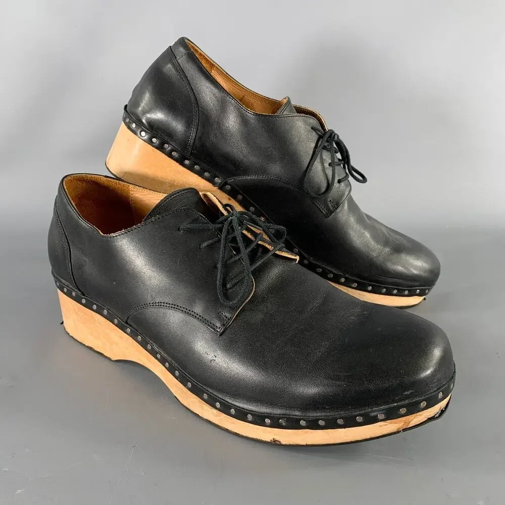 MAISON MARTIN MARGIELA Size 11 Black Leather Lace Up Shoes